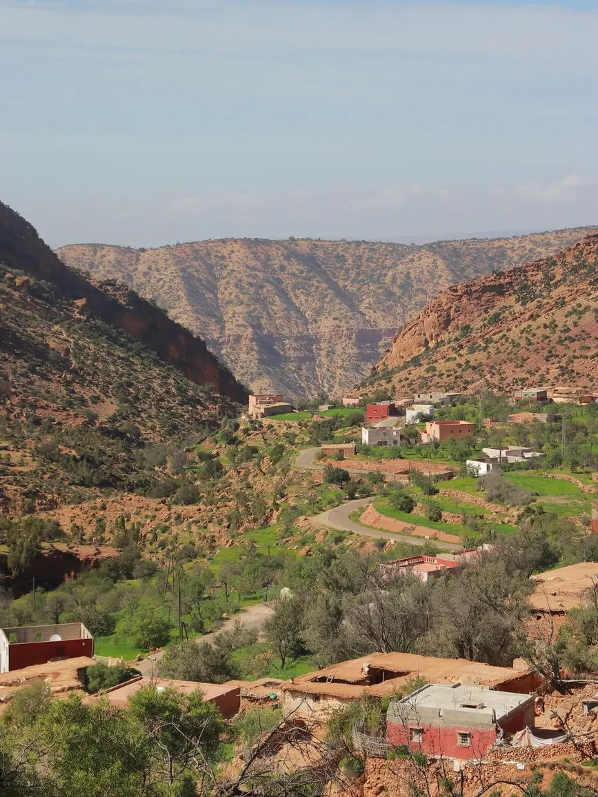 Kasbah courtyard in the Atlas foothills used for a destination wedding ceremony